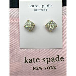 Kate Spade New York Stud Earrings Opal Glitter Gold Tone Small Square